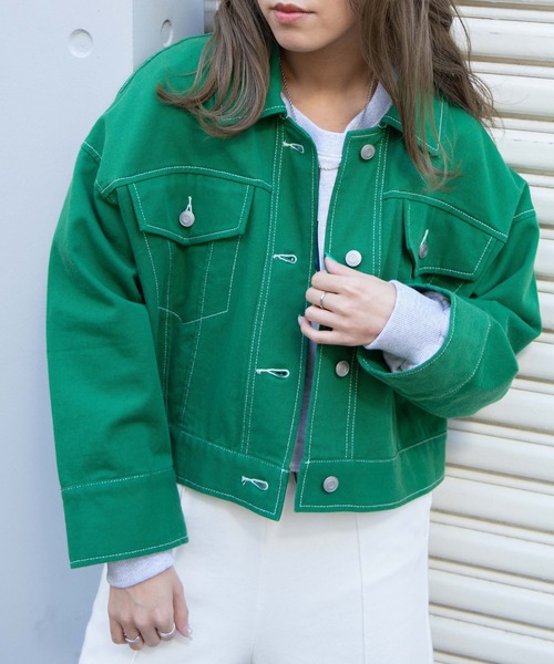 WEGO(ウィゴー)の「WEGO/カラーショートジャケット(デニムジャケット・レディース・ブラック/ライトインディゴブルー/ケリー・FREE)」の15枚目の写真