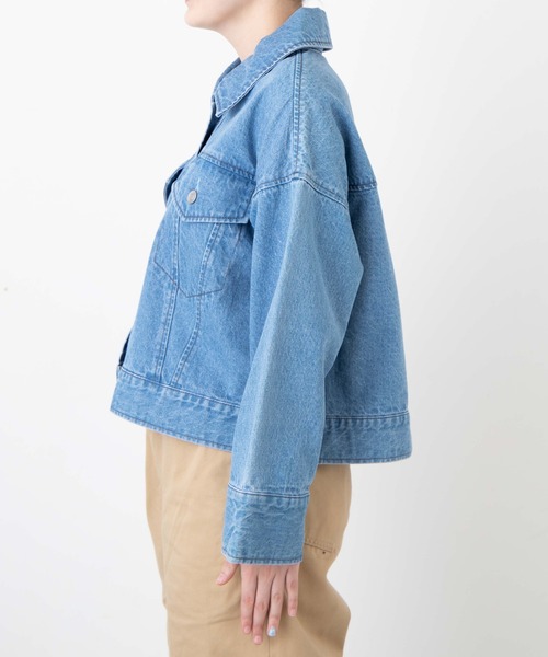 WEGO(ウィゴー)の「WEGO/カラーショートジャケット(デニムジャケット・レディース・ブラック/ライトインディゴブルー/ケリー・FREE)」の21枚目の写真