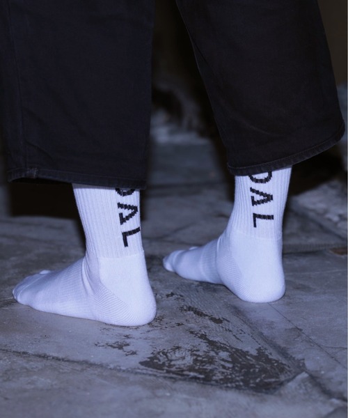 NODAL(ノーダル)の「NODAL / ノーダル LOGO SOCKSロゴソックス(ユニセックス)(ソックス/靴下・メンズ・ピンク/ホワイト/グレー/ブラック/サックスブルー/ヘザーグレー/オリーブドラブ/イエロー/レッド/ライトブルー/オレンジ/ネイビー/パープル/ブラウン/ブラック系その他/ホワイト系その他/エメラルド/ライトイエロー/アッシュグレー/ダークブルー/ワイン/アイボリー/クリーム/アクア/ダークブラウン/オートミール/ミント/キャメル/ダークネイビー・FREE)」の1枚目の写真