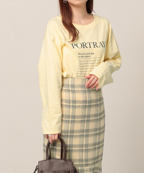 Heather(ヘザー)の「LOGOロンTEE 258154(Tシャツ/カットソー・レディース・ホワイト/イエロー/ブルー・FREE)」の1枚目の写真