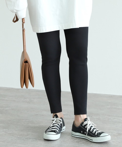 reca(レカ)の「裏起毛ボンディングリブレギンス(レギンス/スパッツ・レディース・ブラック/ベージュ/チャコール・FREE)」の1枚目の写真