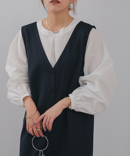 ap retro(アプレトロ)の「【apretro】ボリュームスリーブシャツブラウス 前後2WAY(シャツ/ブラウス・レディース・ホワイト/ブラック/ストライプ・FREE)」の7枚目の写真