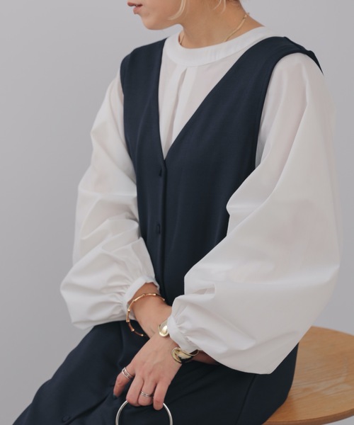 ap retro(アプレトロ)の「【apretro】ボリュームスリーブシャツブラウス 前後2WAY(シャツ/ブラウス・レディース・ホワイト/ブラック/ストライプ・FREE)」の4枚目の写真