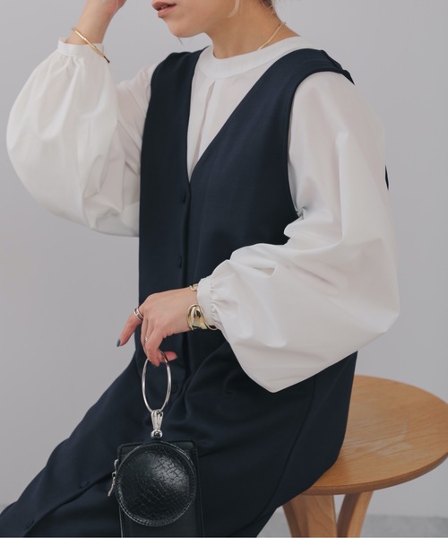 ap retro(アプレトロ)の「【apretro】ボリュームスリーブシャツブラウス 前後2WAY(シャツ/ブラウス・レディース・ホワイト/ブラック/ストライプ・FREE)」の5枚目の写真