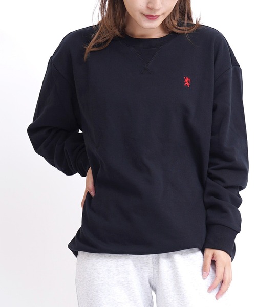 GIORDANO（ジョルダーノ）の「[ GIORDANO ] コットンクルーネック裏毛スウェット(トレーナー)（スウェット・レディース・ベージュ系その他/グレー系その他/ホワイト系その他/ブラック/ブラック系その他/ネイビー/杢グレー/ブラウン/レッド/イエロー/ダークグリーン/ライトグレー/グリーン/パープル/グレー/カーキ/ブルー/ブルー系その他/グリーン系その他・SMALL/MEDIUM/X-LARGE/LARGE/XX-LARGE）」の4枚目の写真