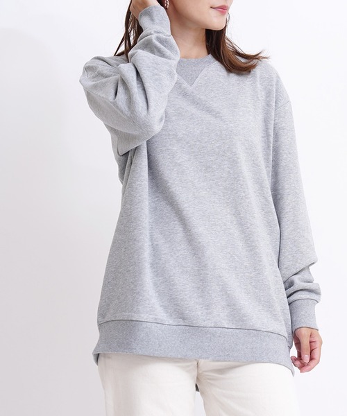 GIORDANO（ジョルダーノ）の「[ GIORDANO ] コットンクルーネック裏毛スウェット(トレーナー)（スウェット・レディース・ベージュ系その他/グレー系その他/ホワイト系その他/ブラック/ブラック系その他/ネイビー/杢グレー/ブラウン/レッド/イエロー/ダークグリーン/ライトグレー/グリーン/パープル/グレー/カーキ/ブルー/ブルー系その他/グリーン系その他・SMALL/MEDIUM/X-LARGE/LARGE/XX-LARGE）」の6枚目の写真