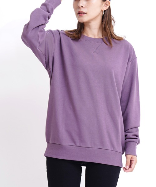 GIORDANO（ジョルダーノ）の「[ GIORDANO ] コットンクルーネック裏毛スウェット(トレーナー)（スウェット・レディース・ベージュ系その他/グレー系その他/ホワイト系その他/ブラック/ブラック系その他/ネイビー/杢グレー/ブラウン/レッド/イエロー/ダークグリーン/ライトグレー/グリーン/パープル/グレー/カーキ/ブルー/ブルー系その他/グリーン系その他・SMALL/MEDIUM/X-LARGE/LARGE/XX-LARGE）」の17枚目の写真