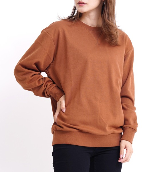 GIORDANO（ジョルダーノ）の「[ GIORDANO ] コットンクルーネック裏毛スウェット(トレーナー)（スウェット・レディース・ベージュ系その他/グレー系その他/ホワイト系その他/ブラック/ブラック系その他/ネイビー/杢グレー/ブラウン/レッド/イエロー/ダークグリーン/ライトグレー/グリーン/パープル/グレー/カーキ/ブルー/ブルー系その他/グリーン系その他・SMALL/MEDIUM/X-LARGE/LARGE/XX-LARGE）」の8枚目の写真