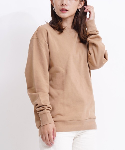 GIORDANO（ジョルダーノ）の「[ GIORDANO ] コットンクルーネック裏毛スウェット(トレーナー)（スウェット・レディース・ベージュ系その他/グレー系その他/ホワイト系その他/ブラック/ブラック系その他/ネイビー/杢グレー/ブラウン/レッド/イエロー/ダークグリーン/ライトグレー/グリーン/パープル/グレー/カーキ/ブルー/ブルー系その他/グリーン系その他・SMALL/MEDIUM/X-LARGE/LARGE/XX-LARGE）」の11枚目の写真