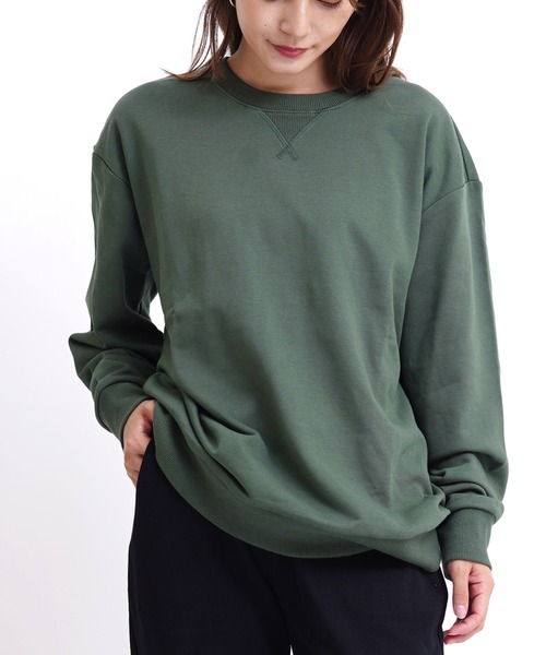 GIORDANO（ジョルダーノ）の「[ GIORDANO ] コットンクルーネック裏毛スウェット(トレーナー)（スウェット・レディース・ベージュ系その他/グレー系その他/ホワイト系その他/ブラック/ブラック系その他/ネイビー/杢グレー/ブラウン/レッド/イエロー/ダークグリーン/ライトグレー/グリーン/パープル/グレー/カーキ/ブルー/ブルー系その他/グリーン系その他・SMALL/MEDIUM/X-LARGE/LARGE/XX-LARGE）」の12枚目の写真