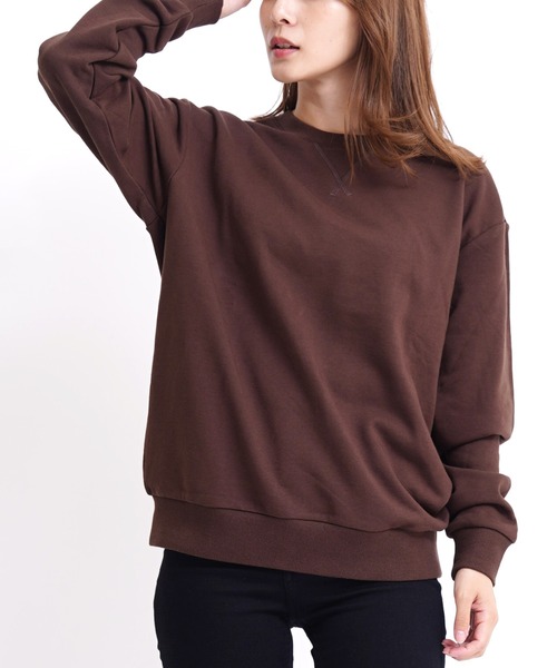 GIORDANO（ジョルダーノ）の「[ GIORDANO ] コットンクルーネック裏毛スウェット(トレーナー)（スウェット・レディース・ベージュ系その他/グレー系その他/ホワイト系その他/ブラック/ブラック系その他/ネイビー/杢グレー/ブラウン/レッド/イエロー/ダークグリーン/ライトグレー/グリーン/パープル/グレー/カーキ/ブルー/ブルー系その他/グリーン系その他・SMALL/MEDIUM/X-LARGE/LARGE/XX-LARGE）」の10枚目の写真