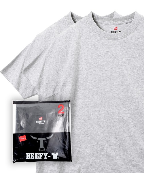 HANES(ヘインズ)の「【2枚セット】Hanes/ヘインズ BEEFY-T ヘビーウェイト Tシャツ 半袖 カットソー メンズ レディース ユニセックス 無地(Tシャツ/カットソー・メンズ・グレー/ブラック/ホワイト/ネイビー・X-SMALL/SMALL/LARGE/MEDIUM/X-LARGE)」の8枚目の写真