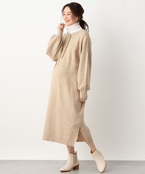 LEPSIM（レプシィム）の「マタニティ／12ゲージWAYヘンリーワンピース（マタニティウェア/グッズ・レディース・ベージュ/ブラウン/ブルー・FREE）」の5枚目の写真