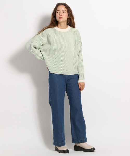 niko and（ニコアンド）の「洗える配色片畦編みニットプルオーバー