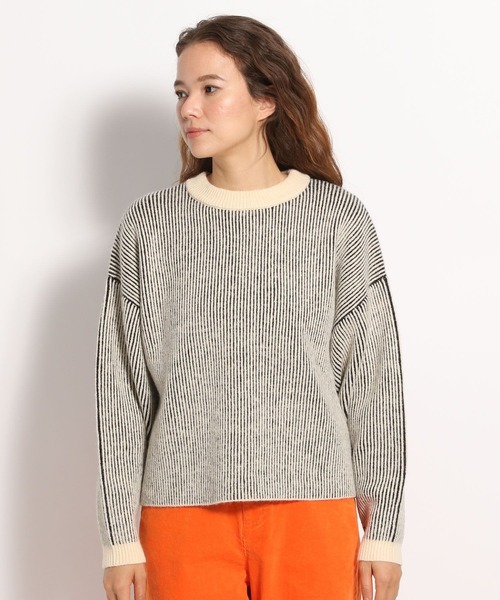 niko and（ニコアンド）の「洗える配色片畦編みニットプルオーバー