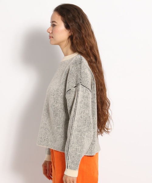 niko and...（ニコアンド）の「洗える配色片畦編みニットプルオーバー（ニット/セーター・レディース・ブラック/グリーン/イエロー・FREE）」の5枚目の写真