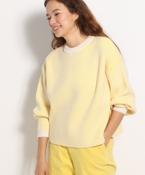 niko and...（ニコアンド）の「洗える配色片畦編みニットプルオーバー（ニット/セーター・レディース・ブラック/グリーン/イエロー・FREE）」の19枚目の写真