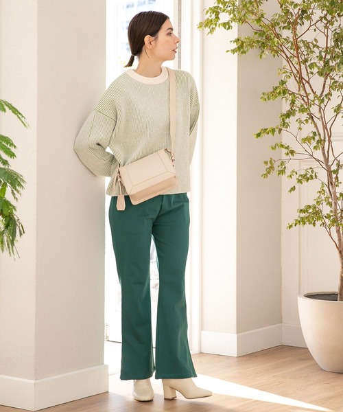 niko and...（ニコアンド）の「洗える配色片畦編みニットプルオーバー（ニット/セーター・レディース・ブラック/グリーン/イエロー・FREE）」の21枚目の写真