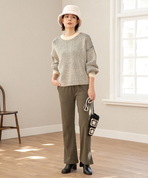 niko and...（ニコアンド）の「洗える配色片畦編みニットプルオーバー（ニット/セーター・レディース・ブラック/グリーン/イエロー・FREE）」の20枚目の写真