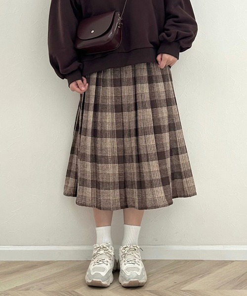 チェックスカート(モカ)（スカート）｜Cham.（チャム）