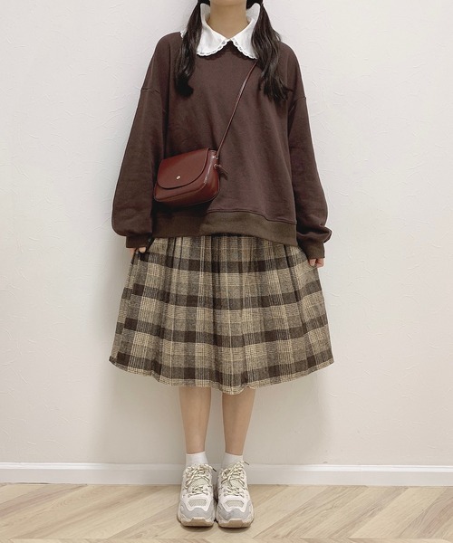 Cham.（チャム）の「チェックスカート(モカ)（スカート・レディース・ブラウン・FREE）」の2枚目の写真