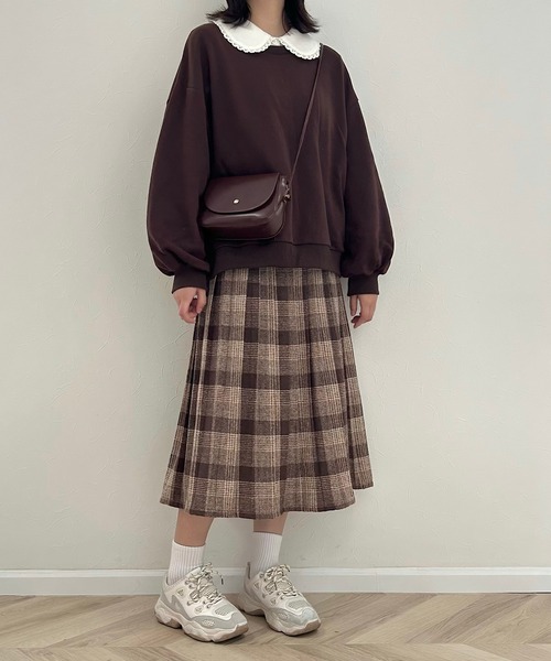Cham.（チャム）の「チェックスカート(モカ)（スカート・レディース・ブラウン・FREE）」の11枚目の写真