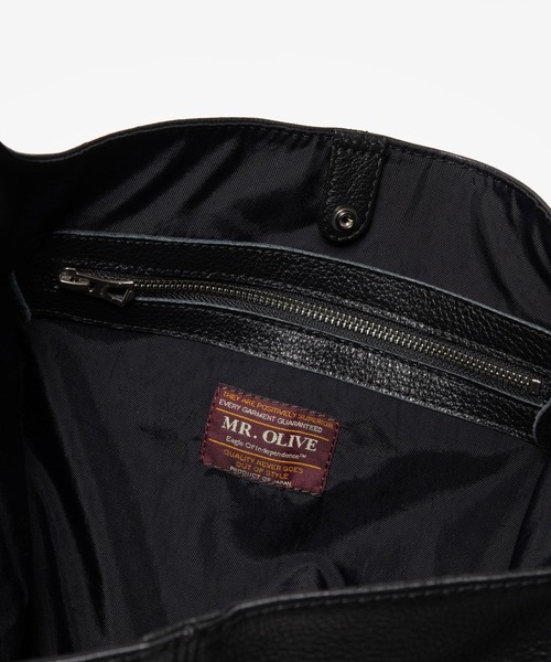 MR.OLIVE E.O.I（ミスターオリーブイーグルオブインデペンデンス）の「MR.OLIVE ミスターオリーブ / E.O.I / MILANO GRAIN LEATHER / ECO TOTE ミラノグラインレザー / エコ トートバッグ ショルダーバッグ / ME695TA（トートバッグ・メンズ・ブラック/グレイッシュベージュ・FREE）」の6枚目の写真