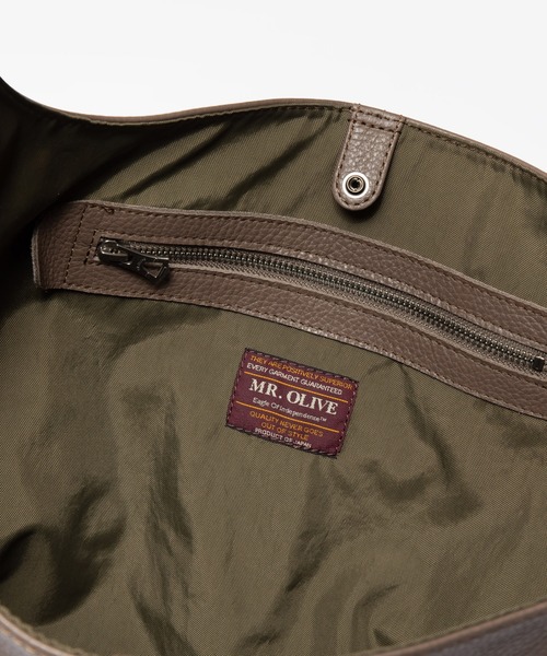 MR.OLIVE E.O.I（ミスターオリーブイーグルオブインデペンデンス）の「MR.OLIVE ミスターオリーブ / E.O.I / MILANO GRAIN LEATHER / ECO TOTE ミラノグラインレザー / エコ トートバッグ ショルダーバッグ / ME695TA（トートバッグ・メンズ・ブラック/グレイッシュベージュ・FREE）」の8枚目の写真