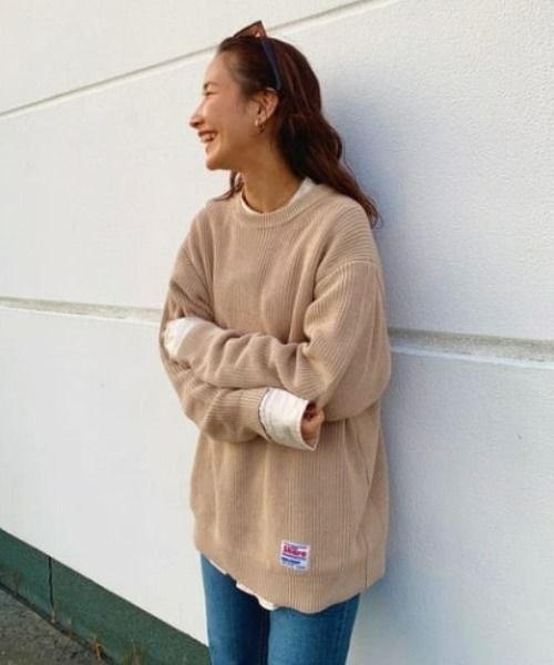 RODEO CROWNS WIDE BOWL(ロデオクラウンズワイドボウル)の「SHARE アゼニットトップス(ニット/セーター・レディース・ネイビー/ベージュ/グリーン・FREE)」の2枚目の写真