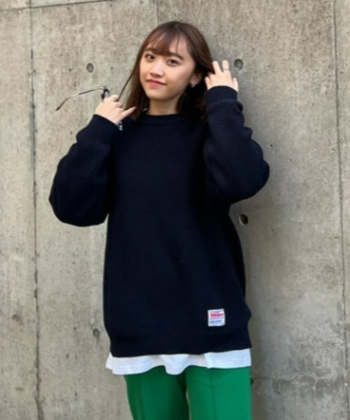 RODEO CROWNS WIDE BOWL(ロデオクラウンズワイドボウル)の「SHARE アゼニットトップス(ニット/セーター・レディース・ネイビー/ベージュ/グリーン・FREE)」の3枚目の写真