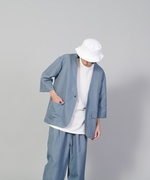UNIIT（ユニット）の「【UNIIT/ユニット】テックリネンノーカラージャケット（ノーカラージャケット・メンズ・ブルー系）」