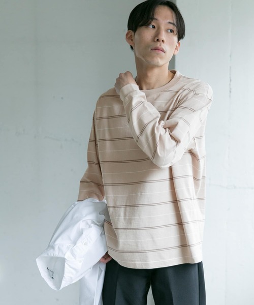 URBAN RESEARCH DOORS（アーバンリサーチドアーズ）の「MVS天竺ボーダーロングスリーブTシャツ（Tシャツ/カットソー・メンズ・ホワイト系その他/オレンジ・38/40）」の3枚目の写真