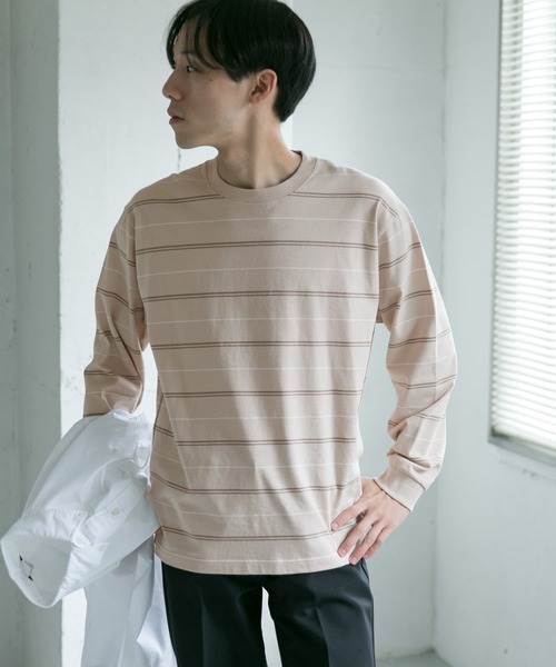 URBAN RESEARCH DOORS（アーバンリサーチドアーズ）の「MVS天竺ボーダーロングスリーブTシャツ（Tシャツ/カットソー・メンズ・ホワイト系その他/オレンジ・38/40）」の4枚目の写真