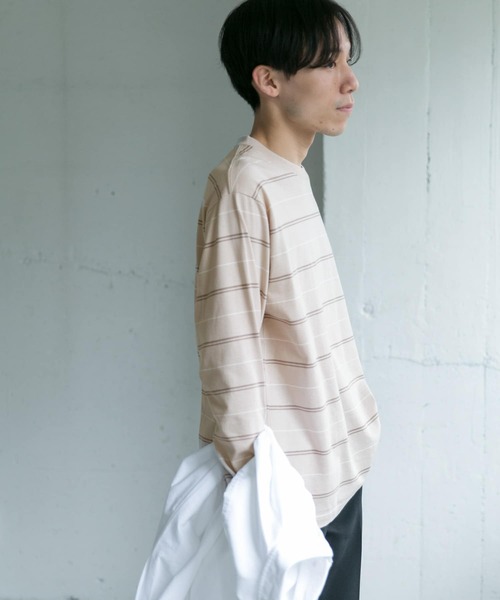 URBAN RESEARCH DOORS（アーバンリサーチドアーズ）の「MVS天竺ボーダーロングスリーブTシャツ（Tシャツ/カットソー・メンズ・ホワイト系その他/オレンジ・38/40）」の6枚目の写真