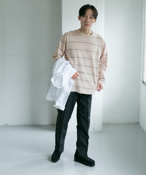 URBAN RESEARCH DOORS（アーバンリサーチドアーズ）の「MVS天竺ボーダーロングスリーブTシャツ（Tシャツ/カットソー・メンズ・ホワイト系その他/オレンジ・38/40）」の7枚目の写真