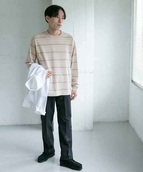 URBAN RESEARCH DOORS（アーバンリサーチドアーズ）の「MVS天竺ボーダーロングスリーブTシャツ（Tシャツ/カットソー・メンズ・ホワイト系その他/オレンジ・38/40）」の8枚目の写真