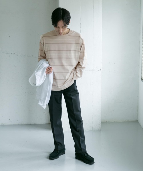 URBAN RESEARCH DOORS（アーバンリサーチドアーズ）の「MVS天竺ボーダーロングスリーブTシャツ（Tシャツ/カットソー・メンズ・ホワイト系その他/オレンジ・38/40）」の9枚目の写真