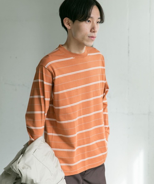 URBAN RESEARCH DOORS（アーバンリサーチドアーズ）の「MVS天竺ボーダーロングスリーブTシャツ（Tシャツ/カットソー・メンズ・ホワイト系その他/オレンジ・38/40）」の11枚目の写真