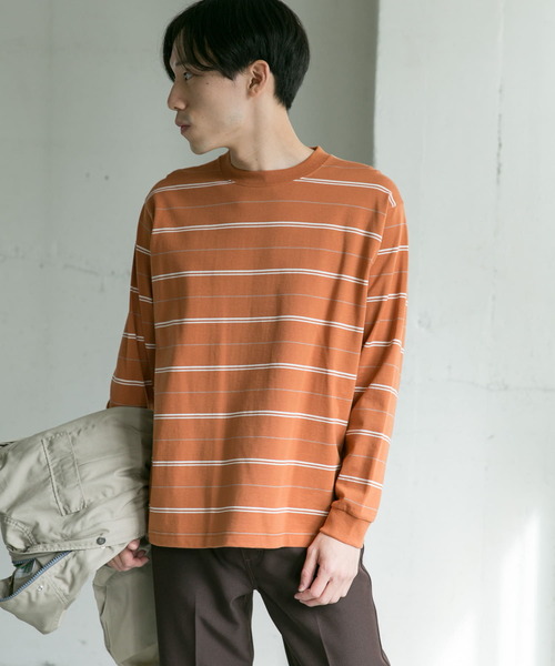 URBAN RESEARCH DOORS（アーバンリサーチドアーズ）の「MVS天竺ボーダーロングスリーブTシャツ（Tシャツ/カットソー・メンズ・ホワイト系その他/オレンジ・38/40）」の12枚目の写真