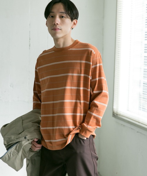 URBAN RESEARCH DOORS（アーバンリサーチドアーズ）の「MVS天竺ボーダーロングスリーブTシャツ（Tシャツ/カットソー・メンズ・ホワイト系その他/オレンジ・38/40）」の13枚目の写真