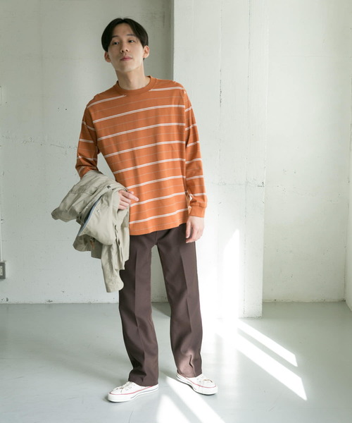 URBAN RESEARCH DOORS（アーバンリサーチドアーズ）の「MVS天竺ボーダーロングスリーブTシャツ（Tシャツ/カットソー・メンズ・ホワイト系その他/オレンジ・38/40）」の14枚目の写真