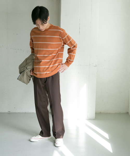 URBAN RESEARCH DOORS（アーバンリサーチドアーズ）の「MVS天竺ボーダーロングスリーブTシャツ（Tシャツ/カットソー・メンズ・ホワイト系その他/オレンジ・38/40）」の15枚目の写真