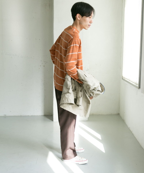 URBAN RESEARCH DOORS（アーバンリサーチドアーズ）の「MVS天竺ボーダーロングスリーブTシャツ（Tシャツ/カットソー・メンズ・ホワイト系その他/オレンジ・38/40）」の16枚目の写真