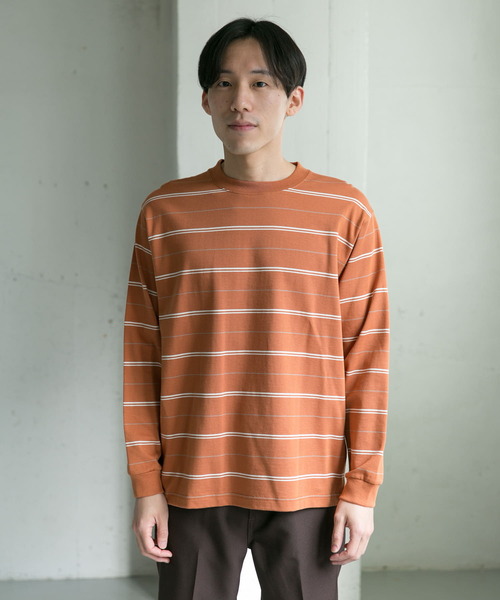 URBAN RESEARCH DOORS（アーバンリサーチドアーズ）の「MVS天竺ボーダーロングスリーブTシャツ（Tシャツ/カットソー・メンズ・ホワイト系その他/オレンジ・38/40）」の17枚目の写真