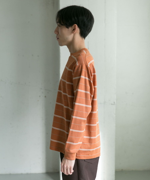 URBAN RESEARCH DOORS（アーバンリサーチドアーズ）の「MVS天竺ボーダーロングスリーブTシャツ（Tシャツ/カットソー・メンズ・ホワイト系その他/オレンジ・38/40）」の18枚目の写真
