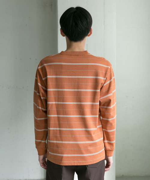 URBAN RESEARCH DOORS（アーバンリサーチドアーズ）の「MVS天竺ボーダーロングスリーブTシャツ（Tシャツ/カットソー・メンズ・ホワイト系その他/オレンジ・38/40）」の19枚目の写真