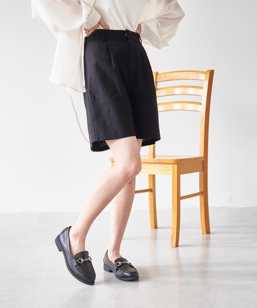 WEGO(ウィゴー)の「WEGO/リネンブレンドハーフパンツ(その他パンツ・レディース・ナチュラル/ブラック・FREE)」の1枚目の写真