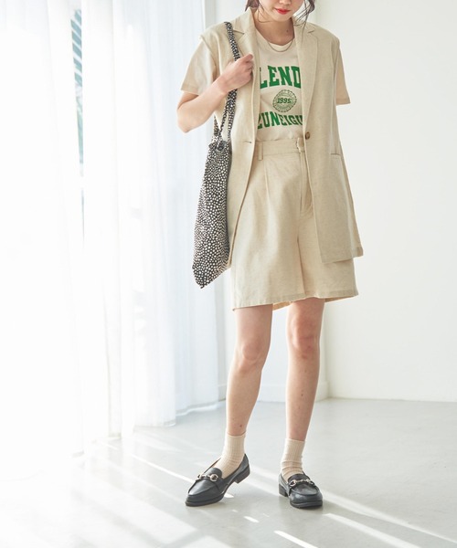 WEGO(ウィゴー)の「WEGO/リネンブレンドハーフパンツ(その他パンツ・レディース・ナチュラル/ブラック・FREE)」の6枚目の写真