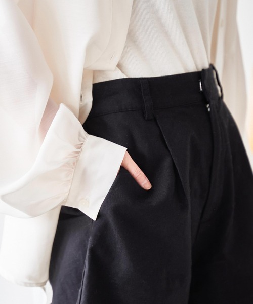 WEGO(ウィゴー)の「WEGO/リネンブレンドハーフパンツ(その他パンツ・レディース・ナチュラル/ブラック・FREE)」の12枚目の写真