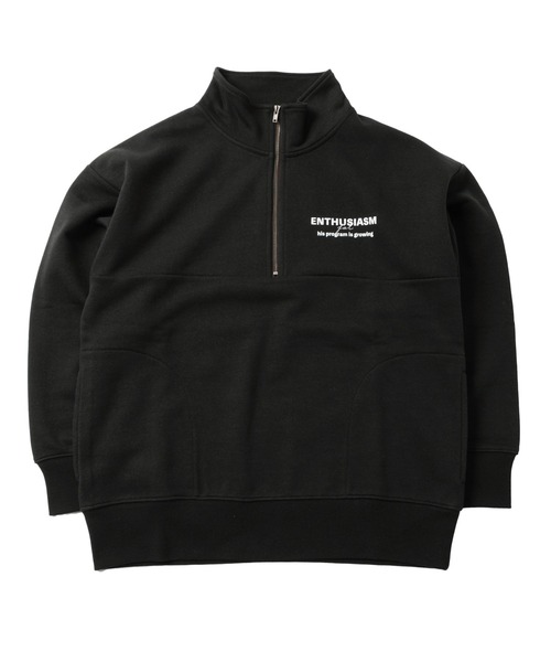 GLAZOS（グラソス）の「裏毛・ハーフジップトレーナー【セットアップ対応】（スウェット・キッズ・ブラック/ライトグリーン/ベージュ系その他・130cm/140cm/150cm/160cm/170cm）」の2枚目の写真